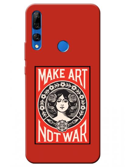 Huawei Y9 Prime 2019 Make Art Not War Kırmızı Telefon Kılıfı