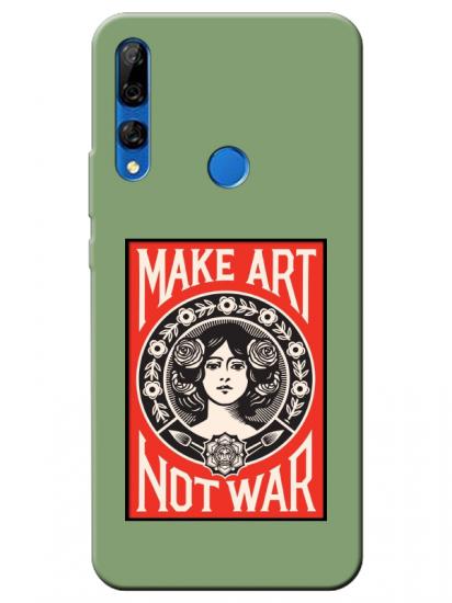 Huawei Y9 Prime 2019 Make Art Not War Yeşil Telefon Kılıfı