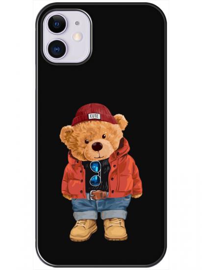 iPhone 11 Teddy Bear Siyah Telefon Kılıfı