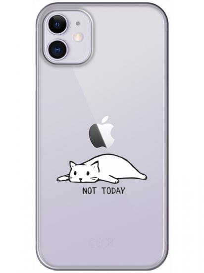 iPhone 11 Not Today Kedi Şeffaf Telefon Kılıfı