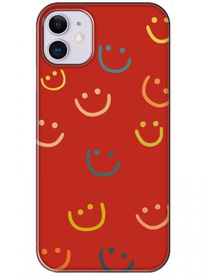 iPhone 11 Emoji Gülen Yüz Kırmızı Telefon Kılıfı