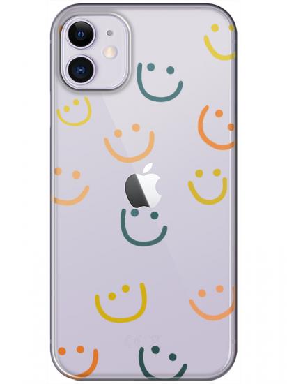 iPhone 11 Emoji Gülen Yüz Şeffaf Telefon Kılıfı