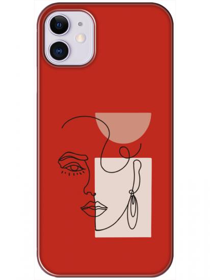 iPhone 11 Women Art Kırmızı Telefon Kılıfı