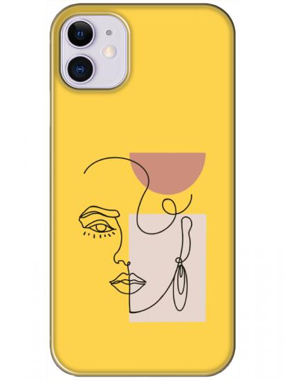 iPhone 11 Women Art Sarı Telefon Kılıfı