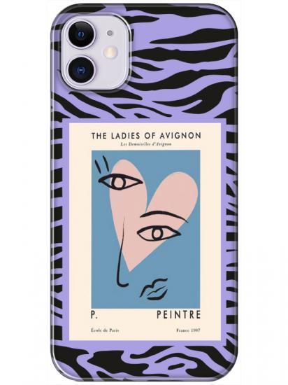 iPhone 11 Zebra Picasso Lila Telefon Kılıfı