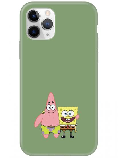 iPhone 11 Pro Sünger Bob Ve Patrickstar Yeşil Telefon Kılıfı