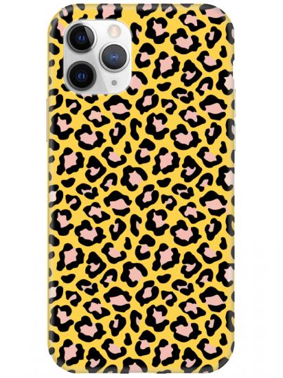 iPhone 11 Pro Leopar Desenli Sarı Telefon Kılıfı