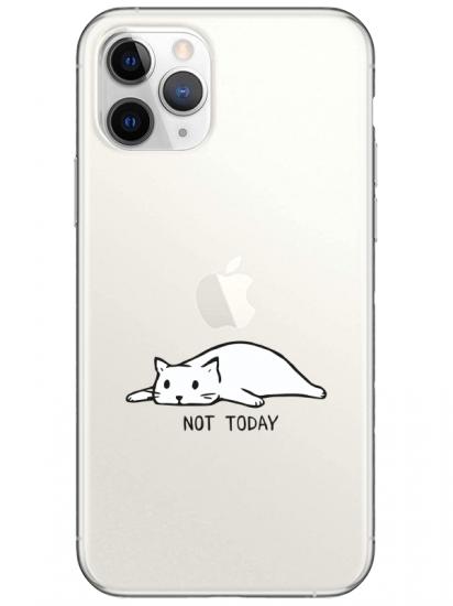 iPhone 11 Pro Not Today Kedi Şeffaf Telefon Kılıfı