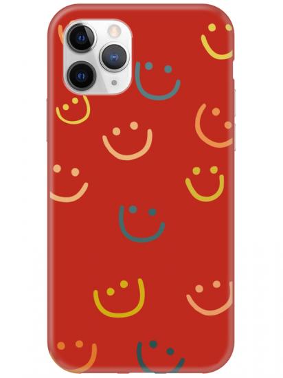 iPhone 11 Pro Emoji Gülen Yüz Kırmızı Telefon Kılıfı