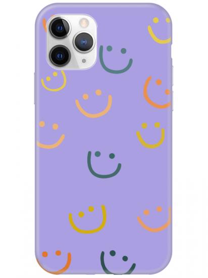 iPhone 11 Pro Emoji Gülen Yüz Lila Telefon Kılıfı