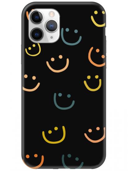 iPhone 11 Pro Emoji Gülen Yüz Siyah Telefon Kılıfı