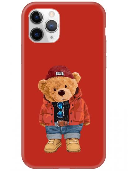 iPhone 11 Pro Max Teddy Bear Kırmızı Telefon Kılıfı