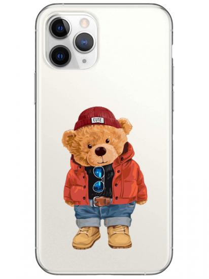 iPhone 11 Pro Max Teddy Bear Şeffaf Telefon Kılıfı