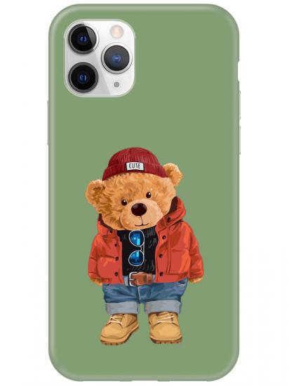 iPhone 11 Pro Max Teddy Bear Yeşil Telefon Kılıfı