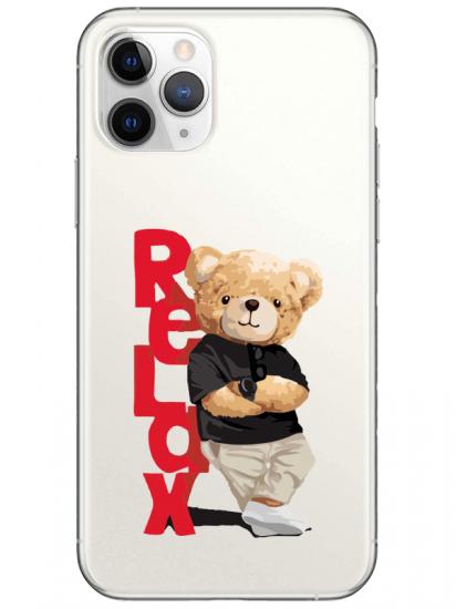 iPhone 11 Pro Max Teddy Bear Relax Şeffaf Telefon Kılıfı
