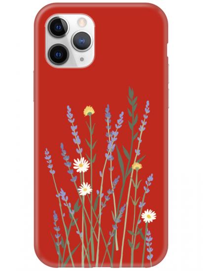 iPhone 11 Pro Max Lavanta Desenli Kırmızı Telefon Kılıfı