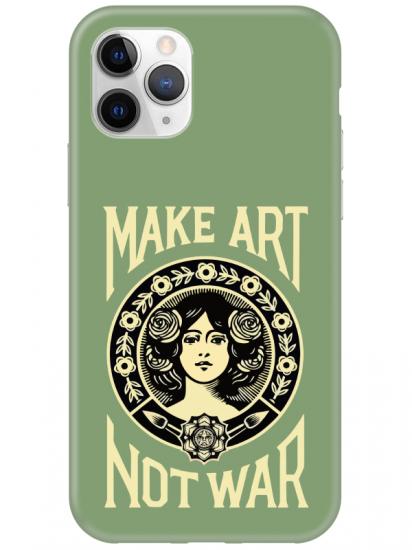 iPhone 11 Pro Max Make Art Not War Yeşil Telefon Kılıfı