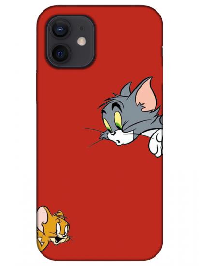 iPhone 12 Tom And Jerry Kırmızı Telefon Kılıfı