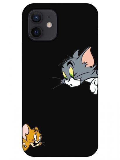 iPhone 12 Tom And Jerry Siyah Telefon Kılıfı