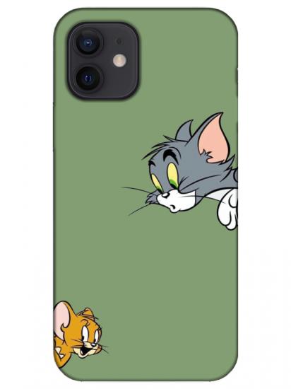 iPhone 12 Tom And Jerry Yeşil Telefon Kılıfı