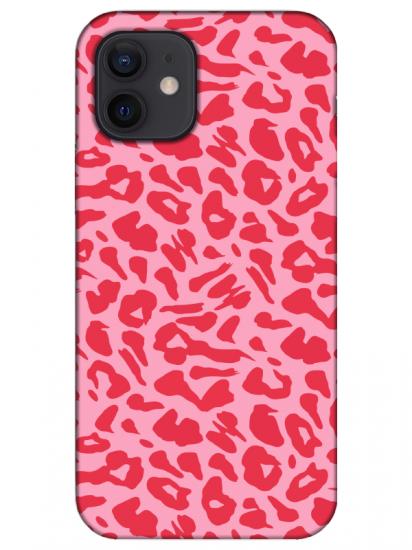 iPhone 12 Leopar Desen Pembe Telefon Kılıfı