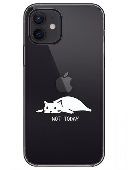 iPhone 12 Not Today Kedi Şeffaf Telefon Kılıfı