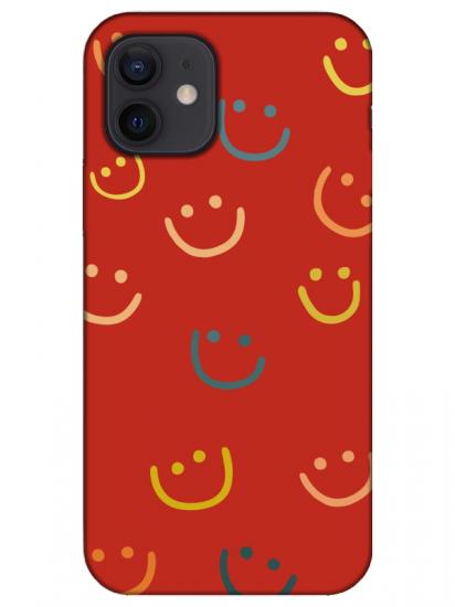 iPhone 12 Emoji Gülen Yüz Kırmızı Telefon Kılıfı