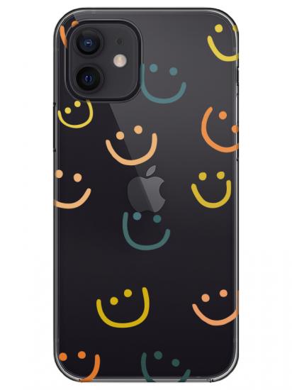 iPhone 12 Emoji Gülen Yüz Şeffaf Telefon Kılıfı