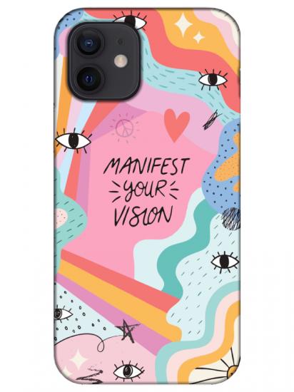 iPhone 12 Manifest Your Vision Pembe Telefon Kılıfı