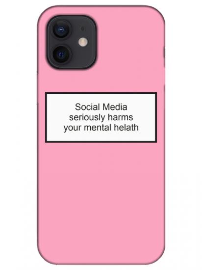 iPhone 12 Social Media Pembe Telefon Kılıfı