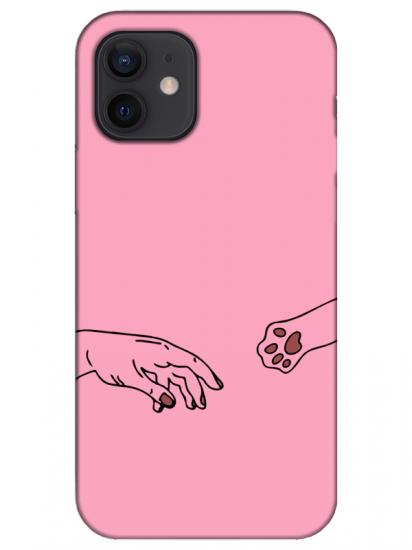 iPhone 12 Hand And Paw Pembe Telefon Kılıfı