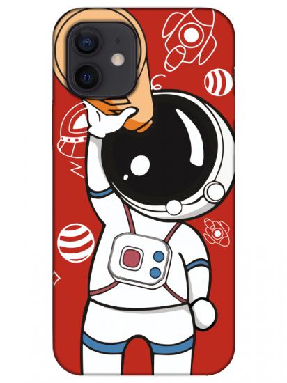 iPhone 12 Astronot Kırmızı Telefon Kılıfı