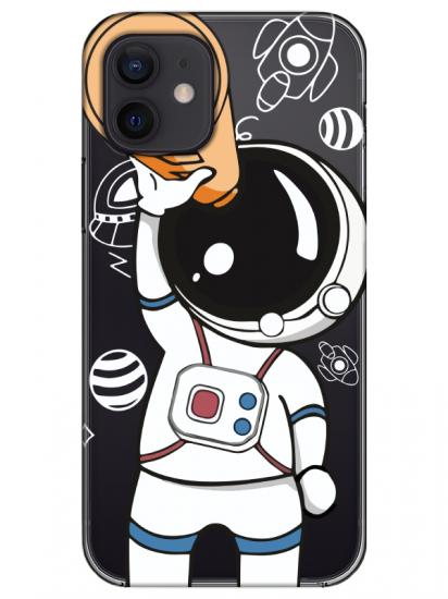 iPhone 12 Astronot Şeffaf Telefon Kılıfı