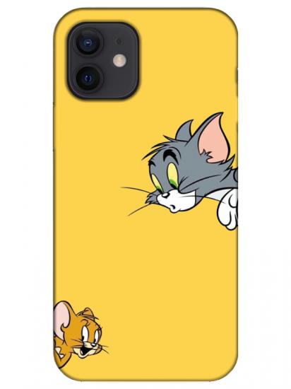 iPhone 12 Mini Tom And Jerry Sarı Telefon Kılıfı