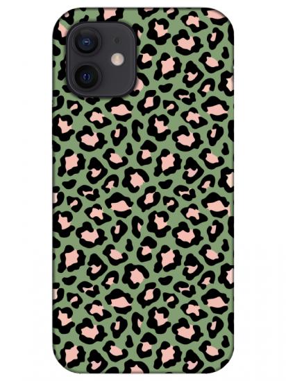 iPhone 12 Mini Leopar Desenli Yeşil Telefon Kılıfı