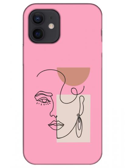 iPhone 12 Mini Women Art Pembe Telefon Kılıfı