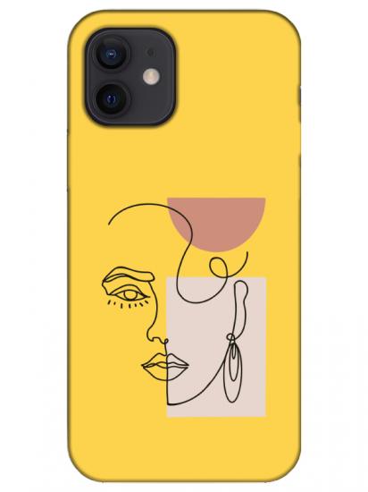 iPhone 12 Mini Women Art Sarı Telefon Kılıfı