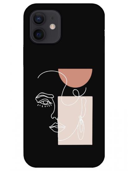 iPhone 12 Mini Women Art Siyah Telefon Kılıfı