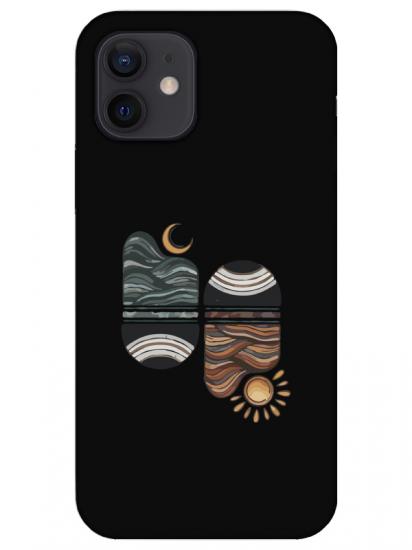 iPhone 12 Mini Sunset Wave Siyah Telefon Kılıfı