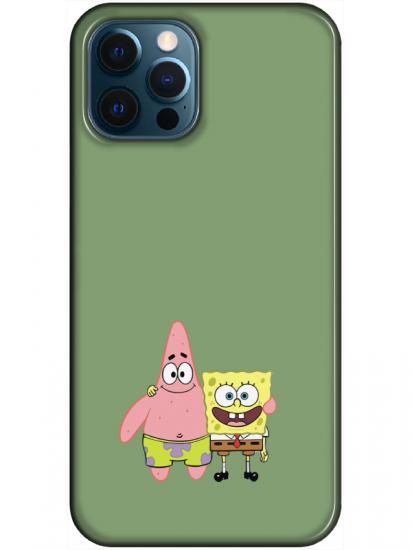 iPhone 12 Pro Sünger Bob Ve Patrickstar Yeşil Telefon Kılıfı