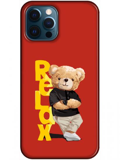 iPhone 12 Pro Teddy Bear Relax Kırmızı Telefon Kılıfı