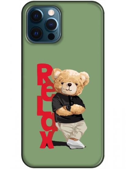 iPhone 12 Pro Teddy Bear Relax Yeşil Telefon Kılıfı