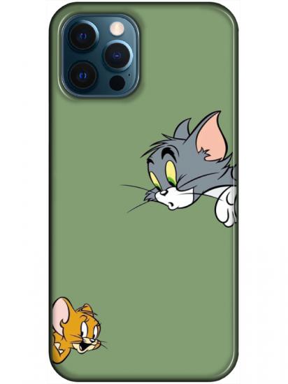 iPhone 12 Pro Tom And Jerry Yeşil Telefon Kılıfı