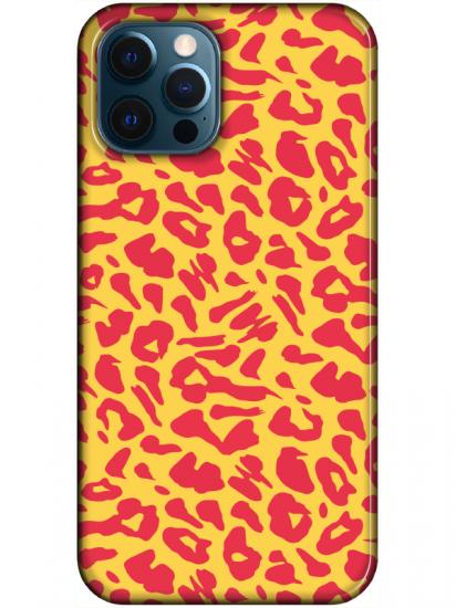 iPhone 12 Pro Leopar Desenli Sarı Telefon Kılıfı