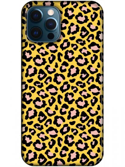 iPhone 12 Pro Leopar Desenli Sarı Telefon Kılıfı