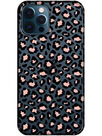 iPhone 12 Pro Leopar Desenli Şeffaf Telefon Kılıfı