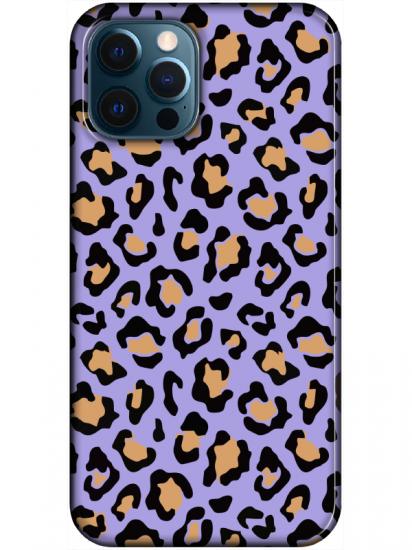 iPhone 12 Pro Leopar Desenli Lila Telefon Kılıfı