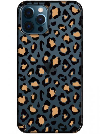 iPhone 12 Pro Leopar Desenli Şeffaf Telefon Kılıfı