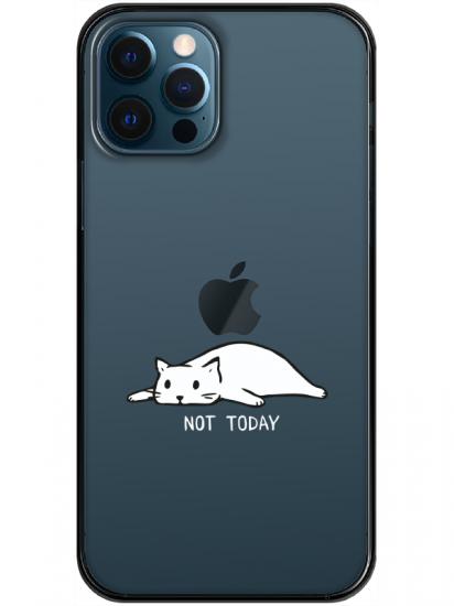 iPhone 12 Pro Not Today Kedi Şeffaf Telefon Kılıfı