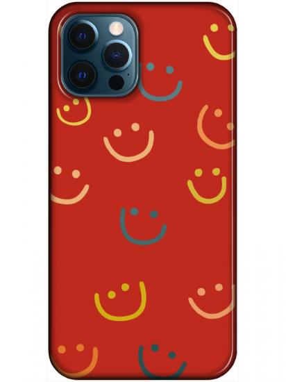 iPhone 12 Pro Emoji Gülen Yüz Kırmızı Telefon Kılıfı